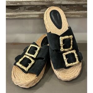 Schutz Enola Rope Platform Women's Sandals Suede Black‎ Size 8.5B